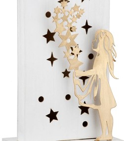 Ανάγλυφο Σταντ (LED) Ορθογώνιο &#039;Sternenmadchen&#039; Αστρικό Μοτίβο MDF Λευκό 8x14x34.5cm