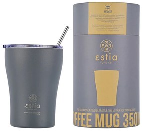 Estia 01-12441 Coffee Mug Save The Aegean Ποτήρι Θερμός με Καλαμάκι Grey 350ml