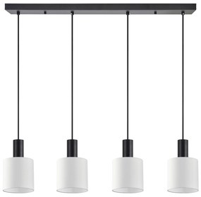 SE21-BL-4-4BL-SH1 ADEPT TUBE Black Pendant White Fabric Shade+ HOMELIGHTING 77-8511