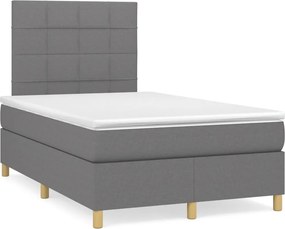 vidaXL Κρεβάτι Boxspring με Στρώμα Σκούρο Γκρι 120x200 εκ. Υφασμάτινο