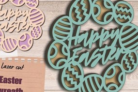 Intra απο ξύλο plywood 3mm-4mm πάχος - Πασχαλινό στεφάνι 3D, Στολίδι Mandala Δίασταση 30x30 cm INTRAFABR-90774952