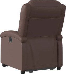 vidaXL Πολυθρόνα Μασάζ Ανακλινόμενη με Ανύψωση Γυαλ. Καφέ Συνθ. Δέρμα