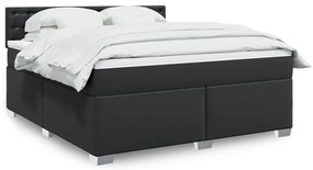 vidaXL Κρεβάτι Boxspring με Στρώμα Μαύρο 180x200εκ.από Συνθετικό Δέρμα