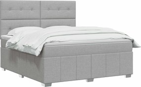 vidaXL Κρεβάτι box spring με στρώμα Ανοιχτό γκρι 140 x 190 cm Ύφασμα