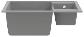 vidaXL Νεροχύτης με Δύο Γούρνες &amp; Οπή Υπερχείλισης Γκρι Γρανιτένιος