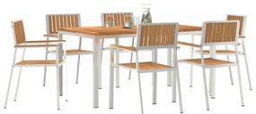 vidaXL Σέτ φαγητού για κήπο 7 pcs Καφέ Μασίφ ξύλο teak
