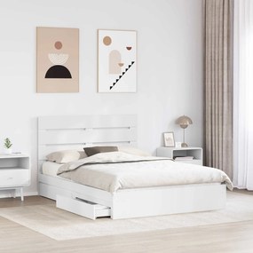 vidaXL Κρεβάτι Αποθήκης Λευκό 140 x 190 cm Επεξεργασμένο ξύλο