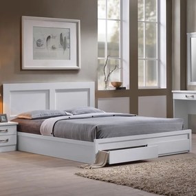 LIFE Κρεβάτι Διπλό, 2 Συρτάρια, Στρώμα 160x200cm, Απόχρωση  Άσπρο   1τμχ