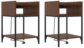 vidaXL Κουτιά Κρεβατοκάμαρας με ράφι 2 pcs Καφέ δρυς 40 x 40 x 61 εκ