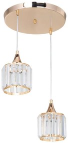 Φωτιστικό οροφής δίφωτο PWL-1025 Ε27 χρυσό-γυαλί Φ30x70εκ 30x30x70 εκ.