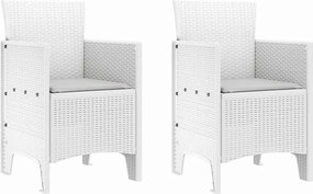 vidaXL Καρέκλα Κήπου 2 pcs Λευκό 53 x 49 x 85 εκ. Πολυπροπυλένιο
