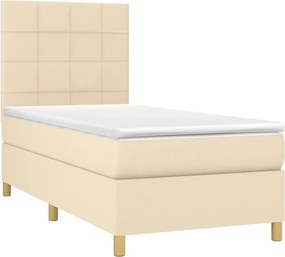 vidaXL Κρεβάτι Boxspring με Στρώμα Κρεμ 100 x 200 εκ. Υφασμάτινο