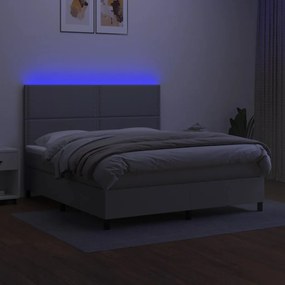 vidaXL Κρεβάτι Boxspring με Στρώμα & LED Αν.Γκρι 160x200εκ. Υφασμάτινο