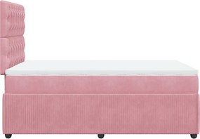 vidaXL Κρεβάτι Boxspring με Στρώμα Ροζ 120x200 εκ. Βελούδινο