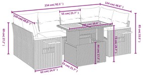 vidaXL Σετ Σαλονιού Κήπου 7 τεμ. Γκρι Συνθετικό Ρατάν με Μαξιλάρια