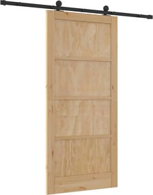 vidaXL Συρόμενη Πόρτα Φυσικό και Μαύρο 93 x 202 cm