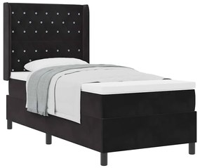 vidaXL Κρεβάτι με ελατήρια με κεφαλάρι Μαύρο 90 x 200 cm Βελούδο