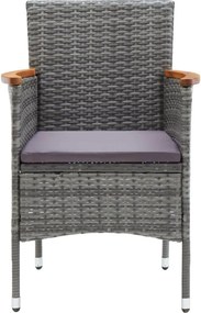 vidaXL Σετ Τραπεζαρίας Κήπου 7 τεμ. Γκρι Συνθ. Ρατάν με Μαξιλάρια