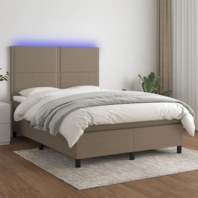 ΚΡΕΒΑΤΙ BOXSPRING ΜΕ ΣΤΡΩΜΑ &amp; LED TAUPE 140X190 ΕΚ. ΥΦΑΣΜΑΤΙΝΟ 3134793