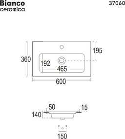 Bianco Ceramica Flat 37060 60x36 - Νιπτήρας μπάνιου