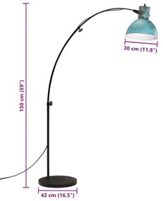 Φωτιστικό Δαπέδου 25 W Αντικέ Μπλε 150 εκ. Ε27 - Μπλε