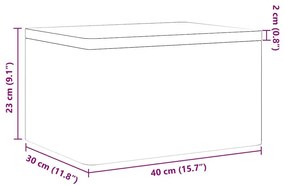 Ξύλινο κουτί με καπάκι 40x30x23 cm από μασίφ ξύλο πεύκο - Καφέ