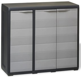 vidaXL Ντουλάπι Αποθήκευσης Εξωτερικού Χώρου με 2 Ράφια Μαύρο / Γκρι