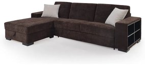 Γωνιακός καναπές κρεβάτι Molly, σκούρο καφέ 284x90x188cm Αριστερή γωνία –ANG-TED-080