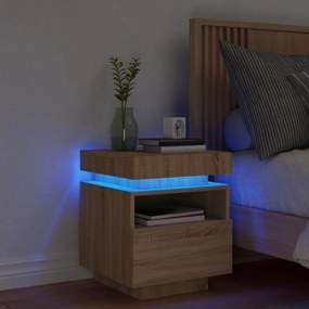 Κομοδίνο με Φώτα LED Sonoma Δρυς 40 x 39 x 48,5 εκ.