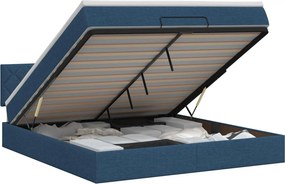 vidaXL Κρεβάτι Ottoman με στρώμα με κεφαλάρι Μπλε 140 x 200 cm Ύφασμα