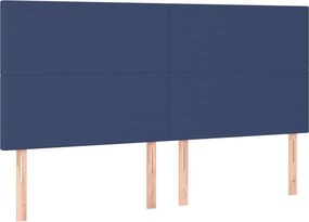 vidaXL Κρεβάτι Boxspring με Στρώμα Μπλε 200x200 εκ. Υφασμάτινο