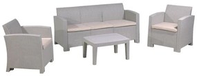 SAVANNA Set Σαλόνι Κήπου Βεράντας K/D, PP-UV Sand Grey Μαξιλάρια Μπεζ Table Sofa 3Seater 2 Armchairs Ε353,1