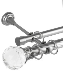 Κουρτινόβεργα διπλή twist Cristal Odeon 25/19 – χρώμιο ματ - 320 cm