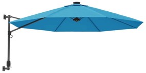 Ομπρέλα Επιτοίχια με LED Θαλασσί 290 εκ. - Μπλε