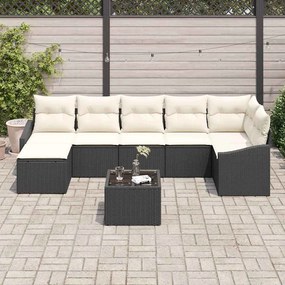 vidaXL Σετ Καναπέ με μαξιλάρι 8 pcs Μαύρο συνθετικό ρατάν