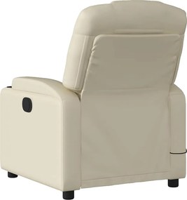 vidaXL Πολυθρόνα Μασάζ Ανακλινόμενη Κρεμ από Συνθετικό Δέρμα