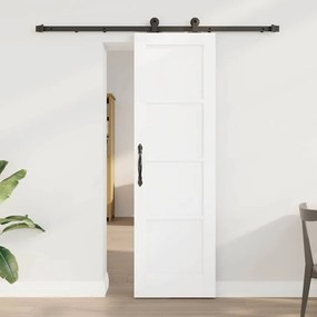 vidaXL Συρόμενη Πόρτα με Σετ Εξαρτημάτων Λευκή 61x198.5 cm Συμπαγές Ξύλο Πεύκου