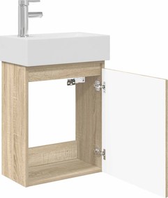 vidaXL Μονάδα μπάνιου με βρύση Sonoma Δρυς 45,5 x 22,5 x 84 εκ