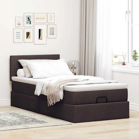 Οθωμανικό κρεβάτι με στρώμα Σκούρο καφέ 80x200cm ύφασμα 3311417