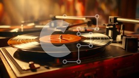 Intra Συλλεκτικό Ξύλινο Παζλ Plywood 4mm - Vintage πικάπ με δίσκο βινυλίου σε πικάπ Σε Ξύλινο Κουτί - Διαστάσεις Puzzle: 10x10 cm – 25 κομμάτια