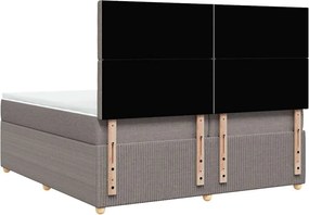 vidaXL Κρεβάτι Boxspring με Στρώμα Taupe 200x200 εκ. Υφασμάτινο