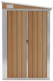 vidaXL Αποθήκη Κήπου Επιτοίχια Καφέ 118x100x178 εκ. από Γαλβ. Ατσάλι