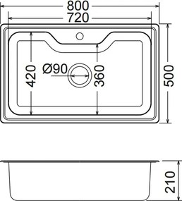 Fortinox Arena 22080 (80x50) - Νεροχύτης κουζίνας - Λείο