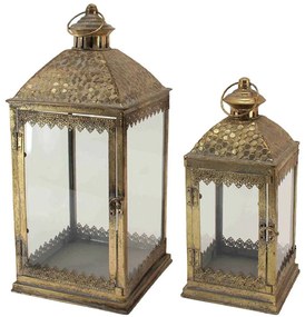 Φανάρια (Σετ 2Τμχ) 15-00-94947 23x52/17,5x37cm Gold Marhome Μέταλλο