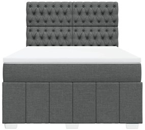 vidaXL Κρεβάτι Boxspring με Στρώμα Σκούρο Γκρι 160x200 εκ Υφασμάτινο