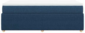 vidaXL Κρεβάτι Boxspring με Στρώμα Μπλε 90x190 εκ.Υφασμάτινο