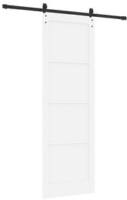 vidaXL Συρόμενη Πόρτα με Σετ Εξαρτημάτων Λευκή 78x232 εκ. Στερεό Ξύλο Πεύκου