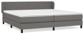 vidaXL Κρεβάτι Boxspring με Στρώμα Γκρι 200x200 εκ. Συνθετικό Δέρμα