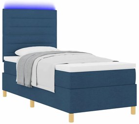 vidaXL Κρεβάτι με ελατήρια με στρώμα Μπλε 100 x 200 cm ύφασμα
