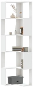 vidaXL Βιβλιοθήκη Γωνιακή 5 Επ. Λευκή 50x50x179εκ Επεξ. Ξύλο